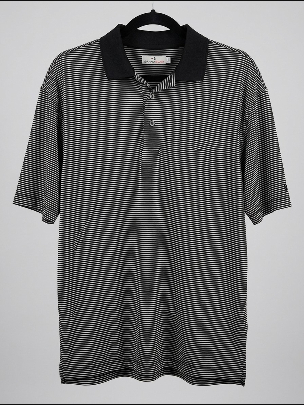 Grand‎ Slam Black & White Narrow-Stripe Polo